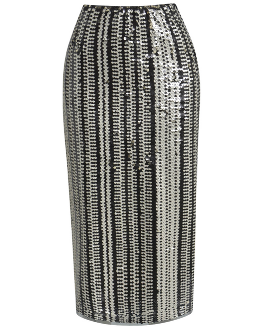 Milano Italy Sequin Skirt in Black Print
