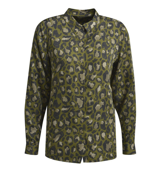 Milano Italy Shirt in Khaki Leopard Print