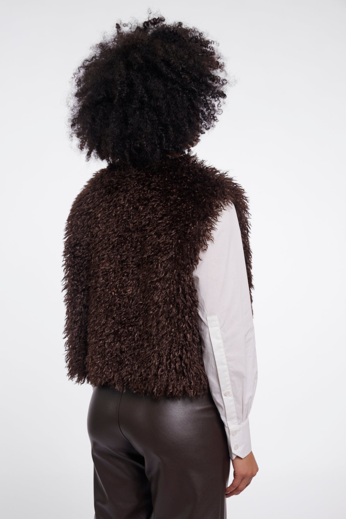Rino & Pelle Sensy Faux Fur Waistcoat in Coffee Roast