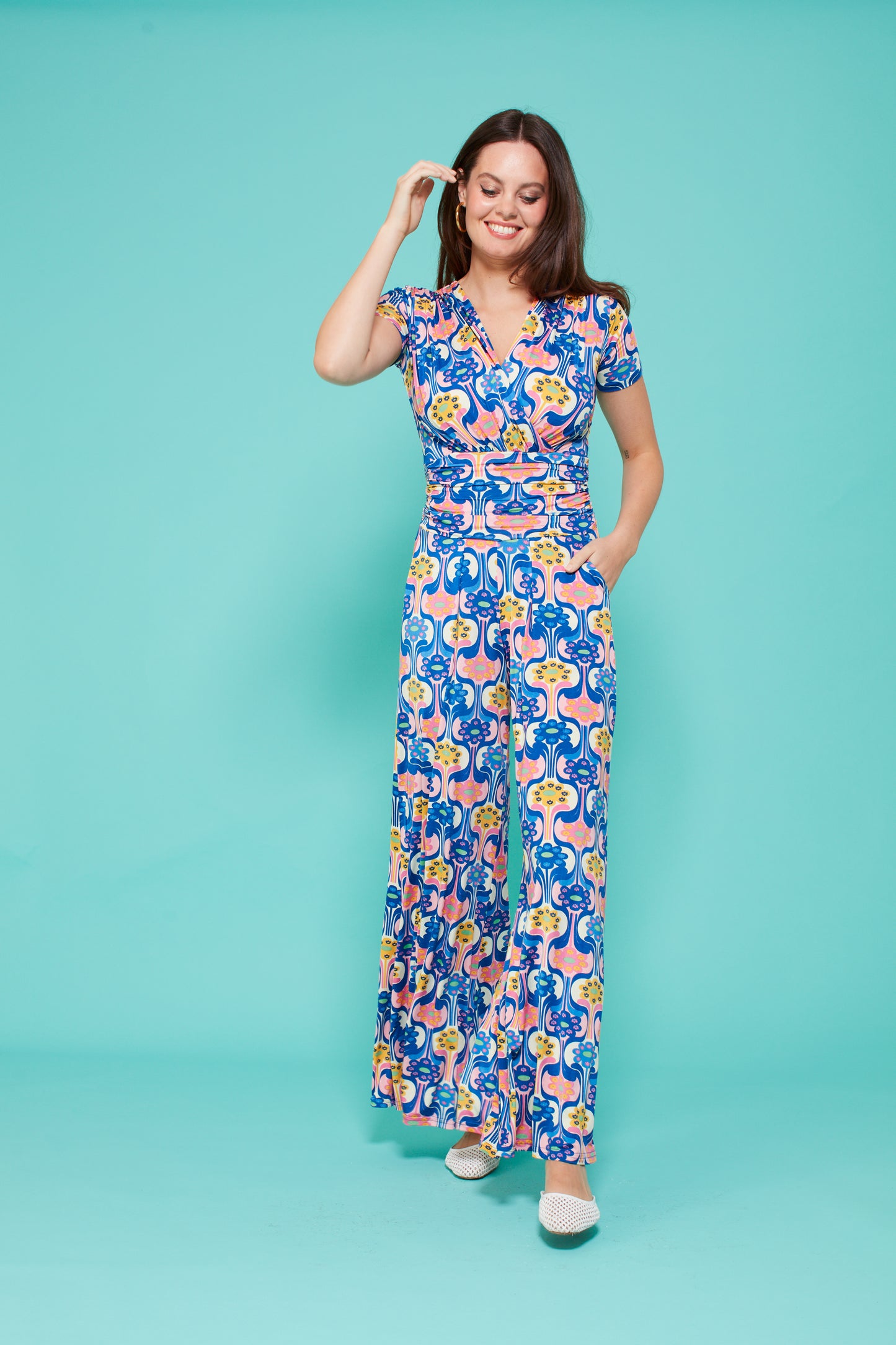 Sharon Jumpsuit in Retro Flower