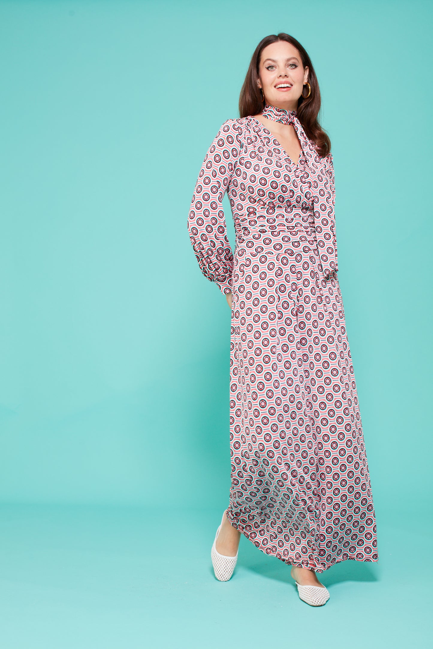 Sharon Long Sleeve Jumpsuit in Soller Pink Print