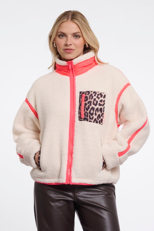 Rino & Pelle Sinai Cropped Teddy Jacket in Birch Leo