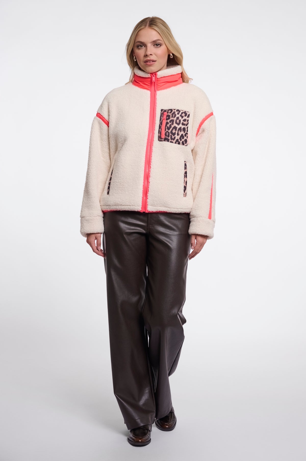 Rino & Pelle Sinai Cropped Teddy Jacket in Birch Leo