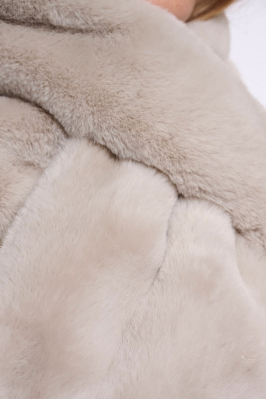 Rino & Pelle Stip Faux Fur Scarf in Birch