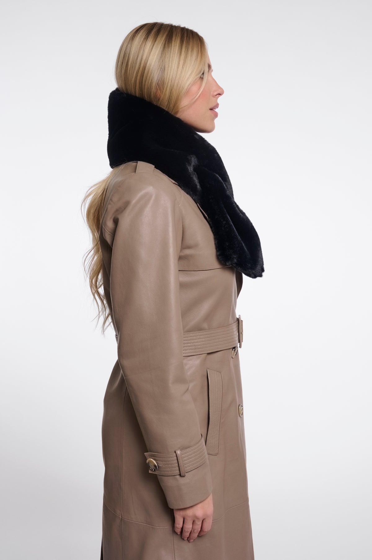 Rino & Pelle Stip Faux Fur Scarf in Black