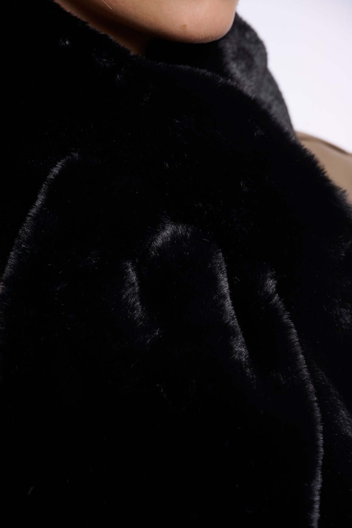 Rino & Pelle Stip Faux Fur Scarf in Black