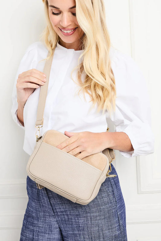 Elie Beaumont Suede Bag in Biscuit