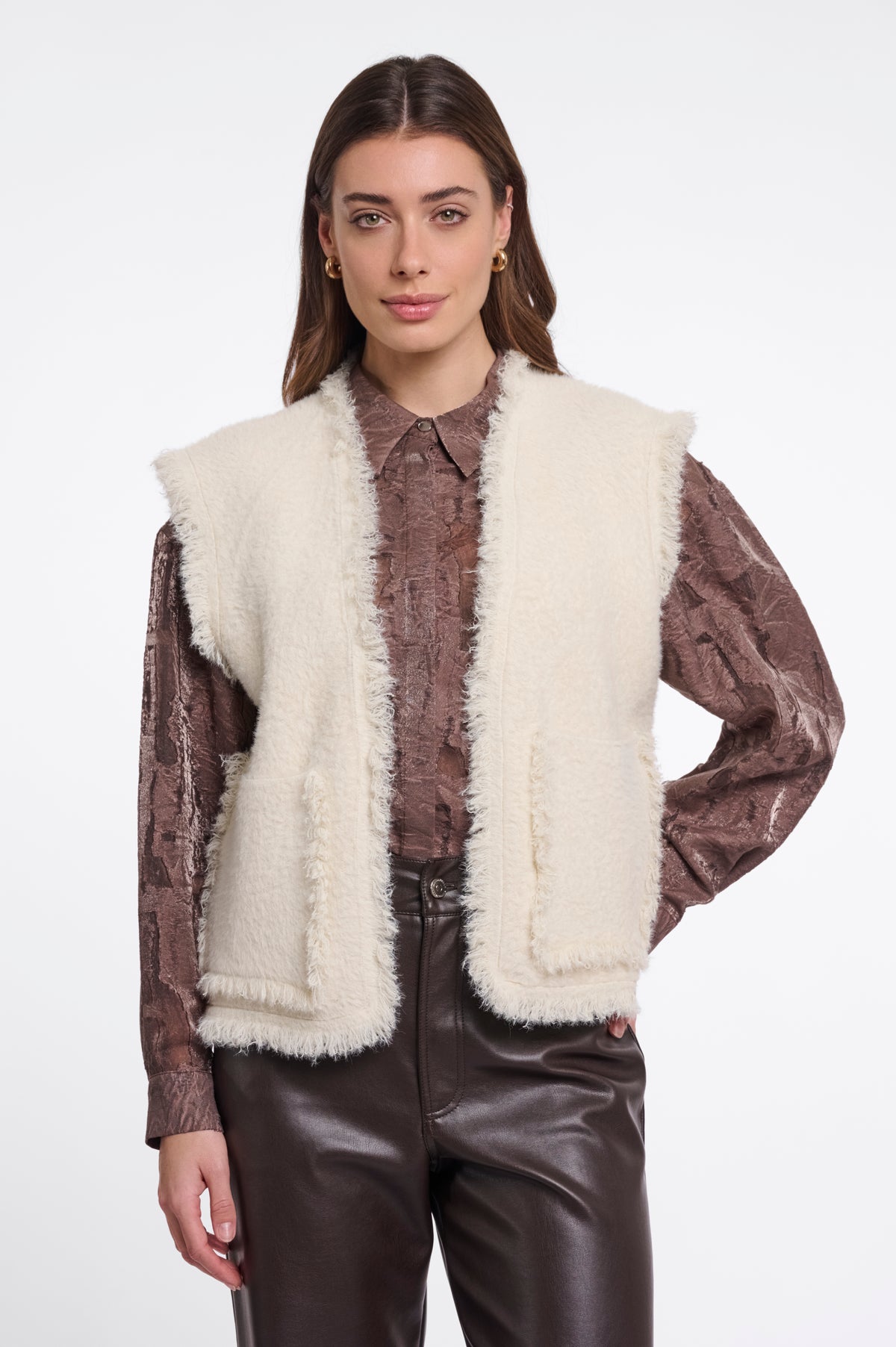 Rino & Pelle Vita Fringed Waistcoat in Birch