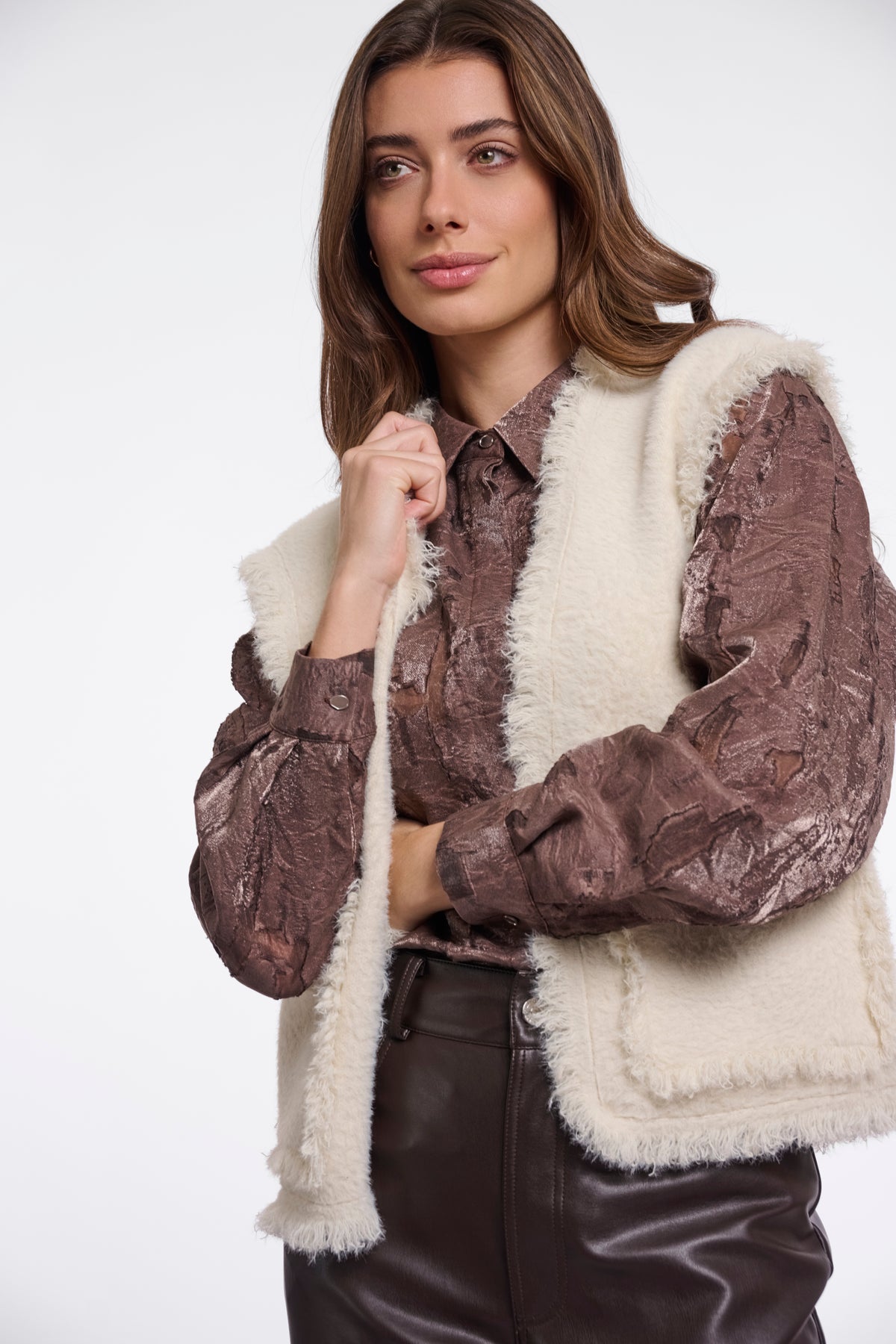Rino & Pelle Vita Fringed Waistcoat in Birch