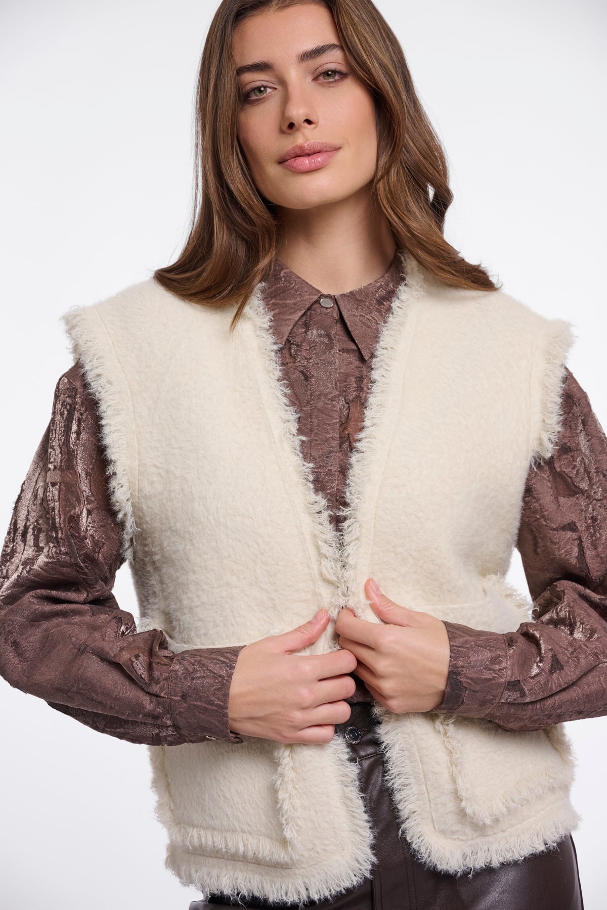 Rino & Pelle Vita Fringed Waistcoat in Birch