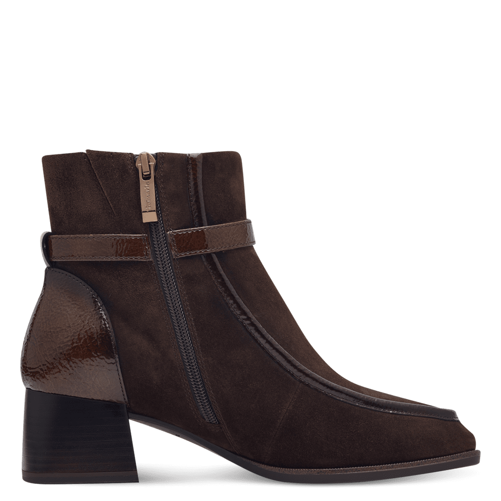 Suede Leather Ankle Boot in Mocca