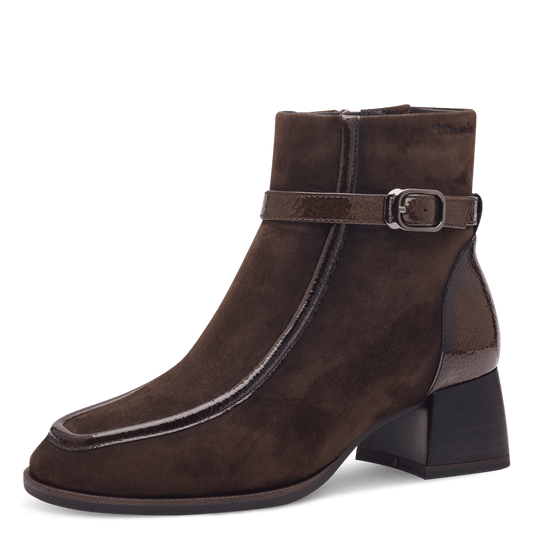 Suede Leather Ankle Boot in Mocca