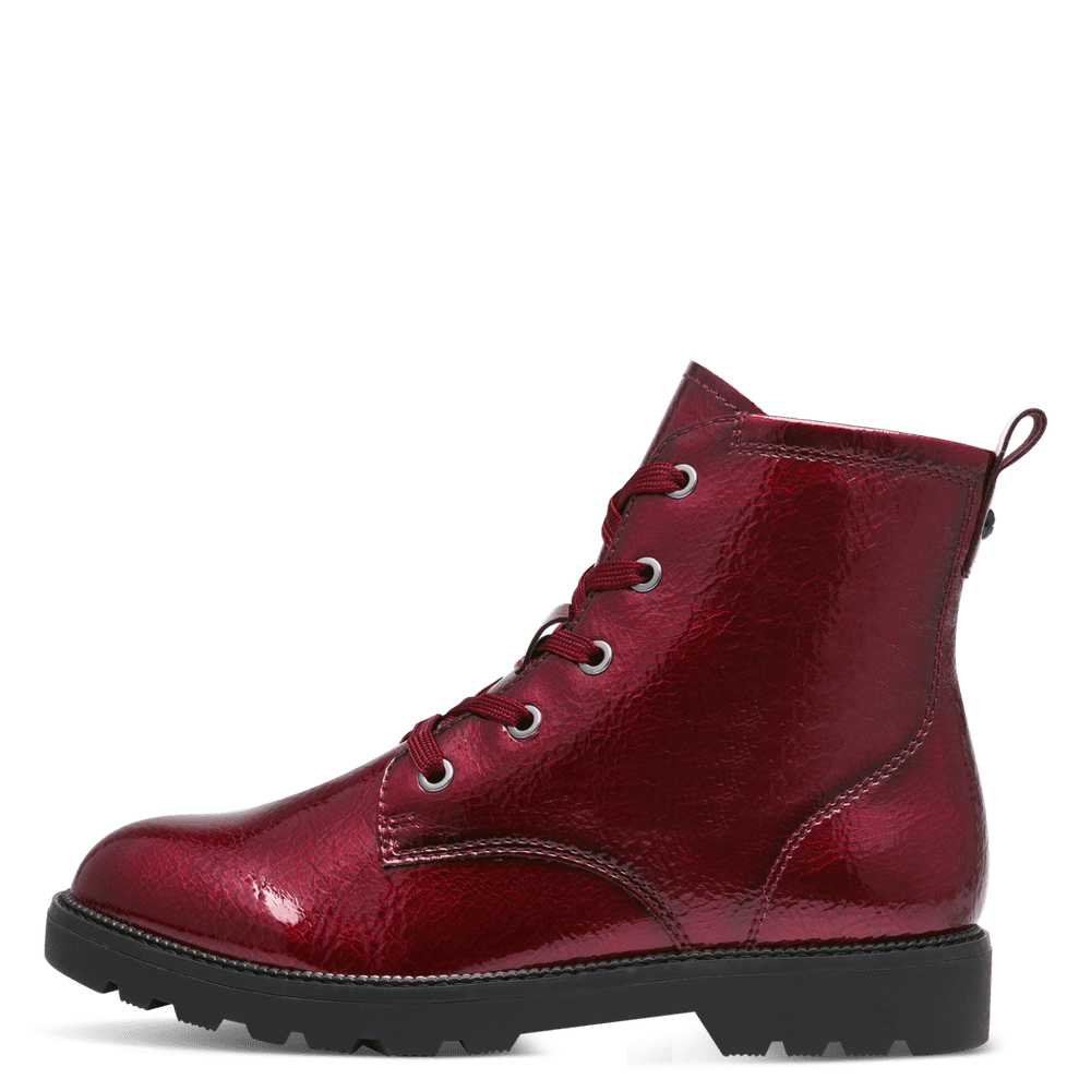 Lace-Up Ankle Boots in Bordeaux