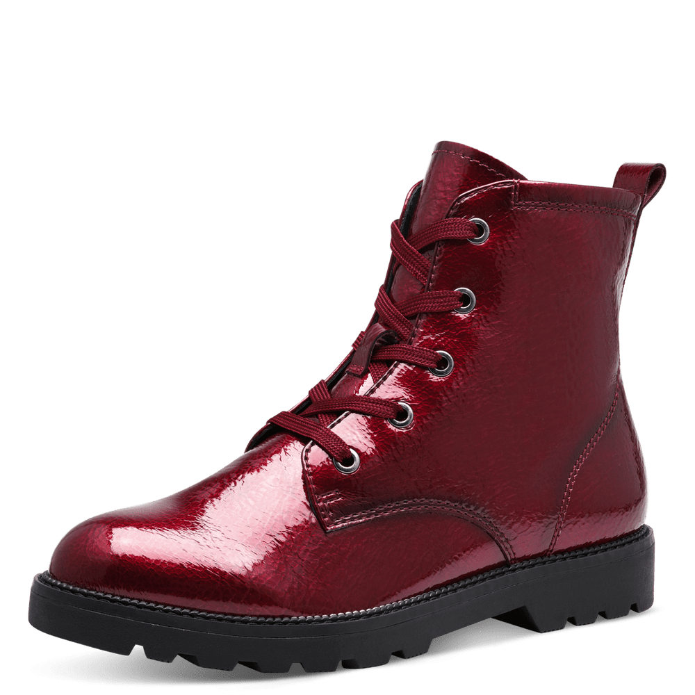 Lace-Up Ankle Boots in Bordeaux