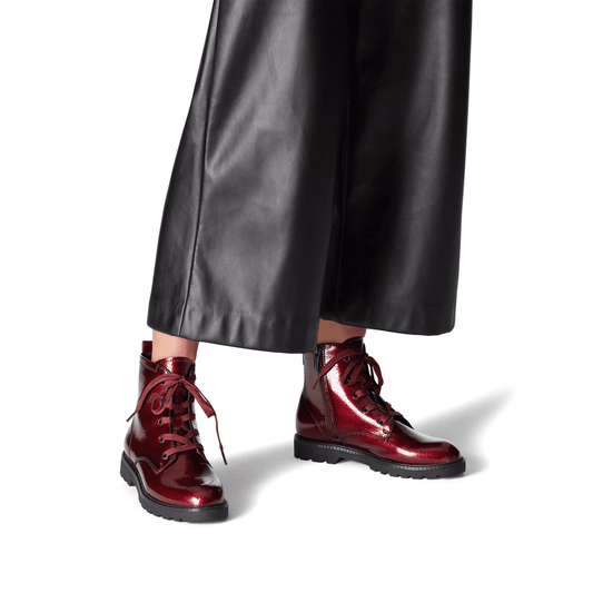 Lace-Up Ankle Boots in Bordeaux