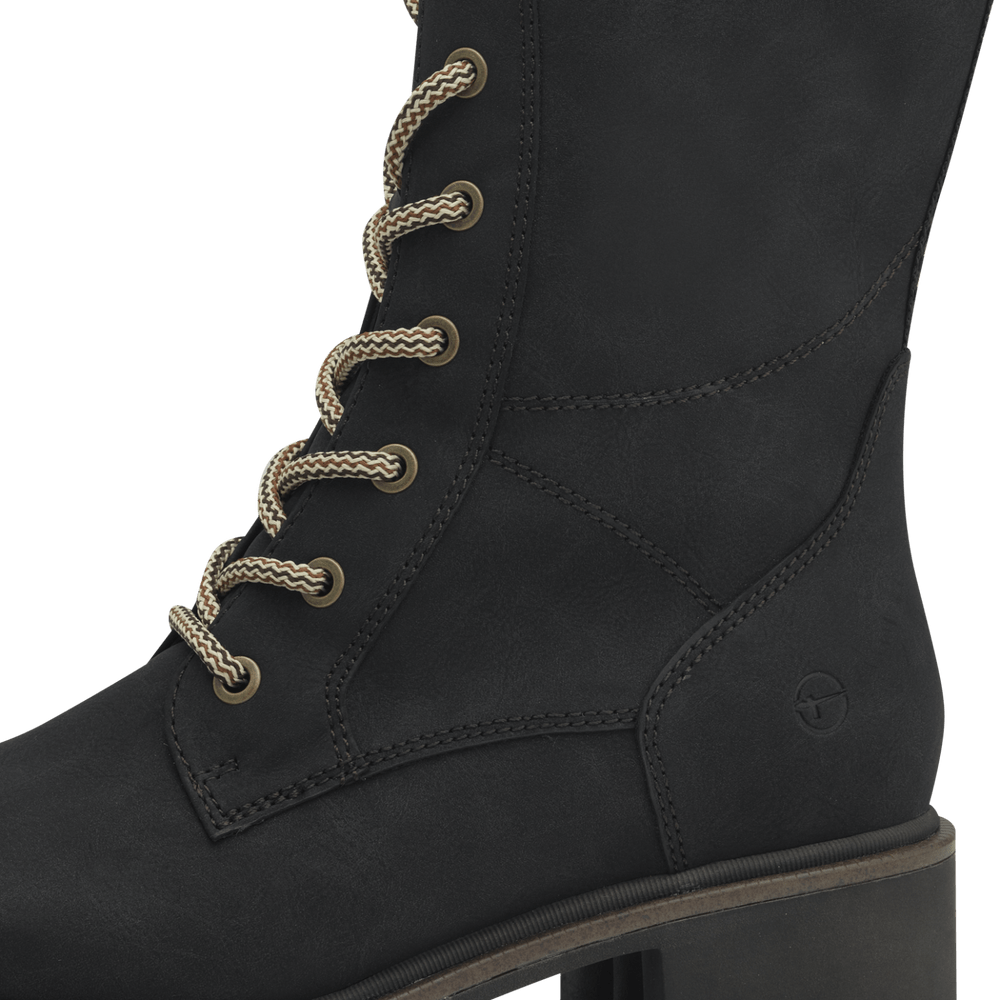 Lace-Up Long Boots in Black