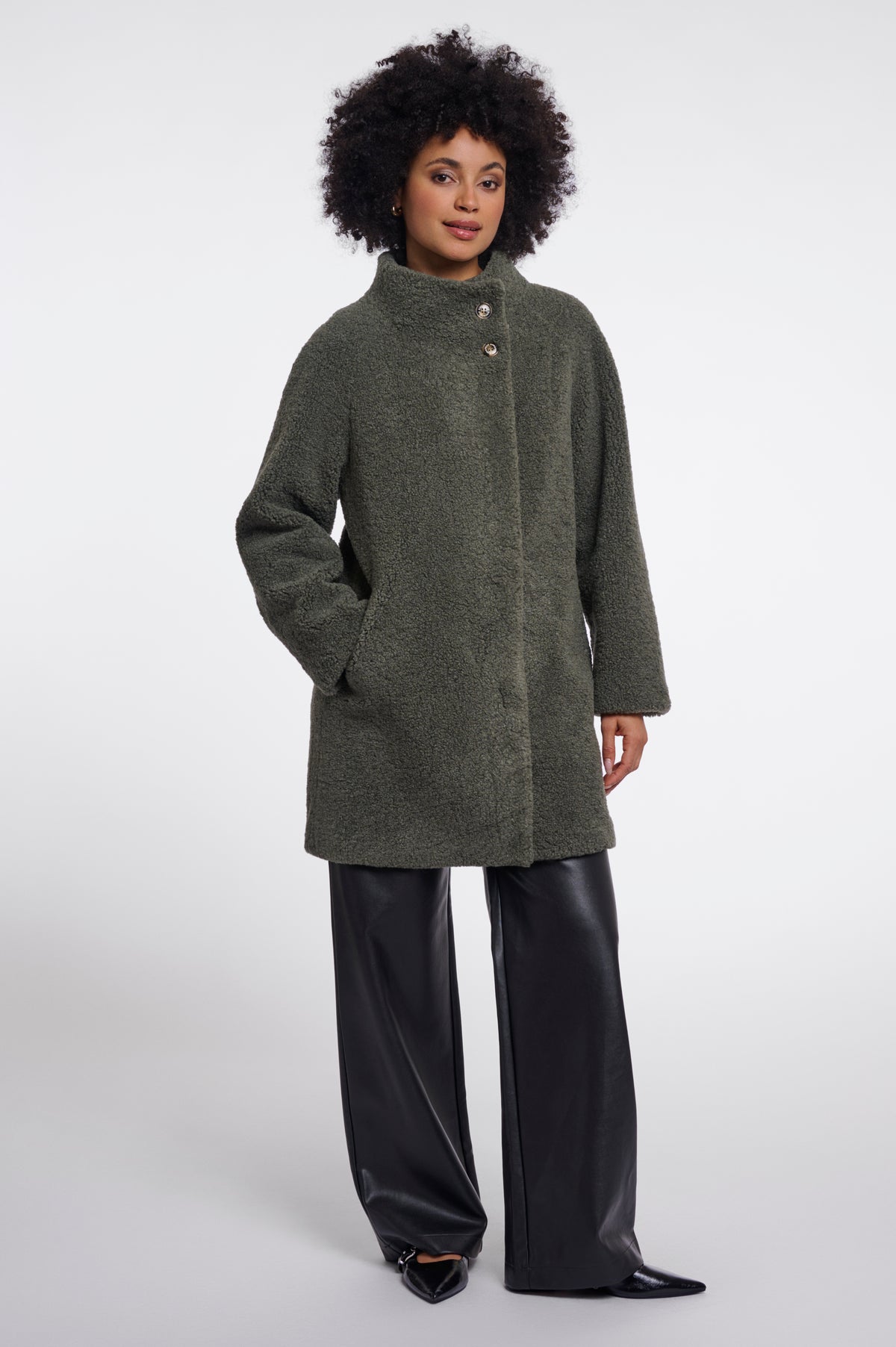 Rino & Pelle Zoe High Collar Coat in Misty Basil