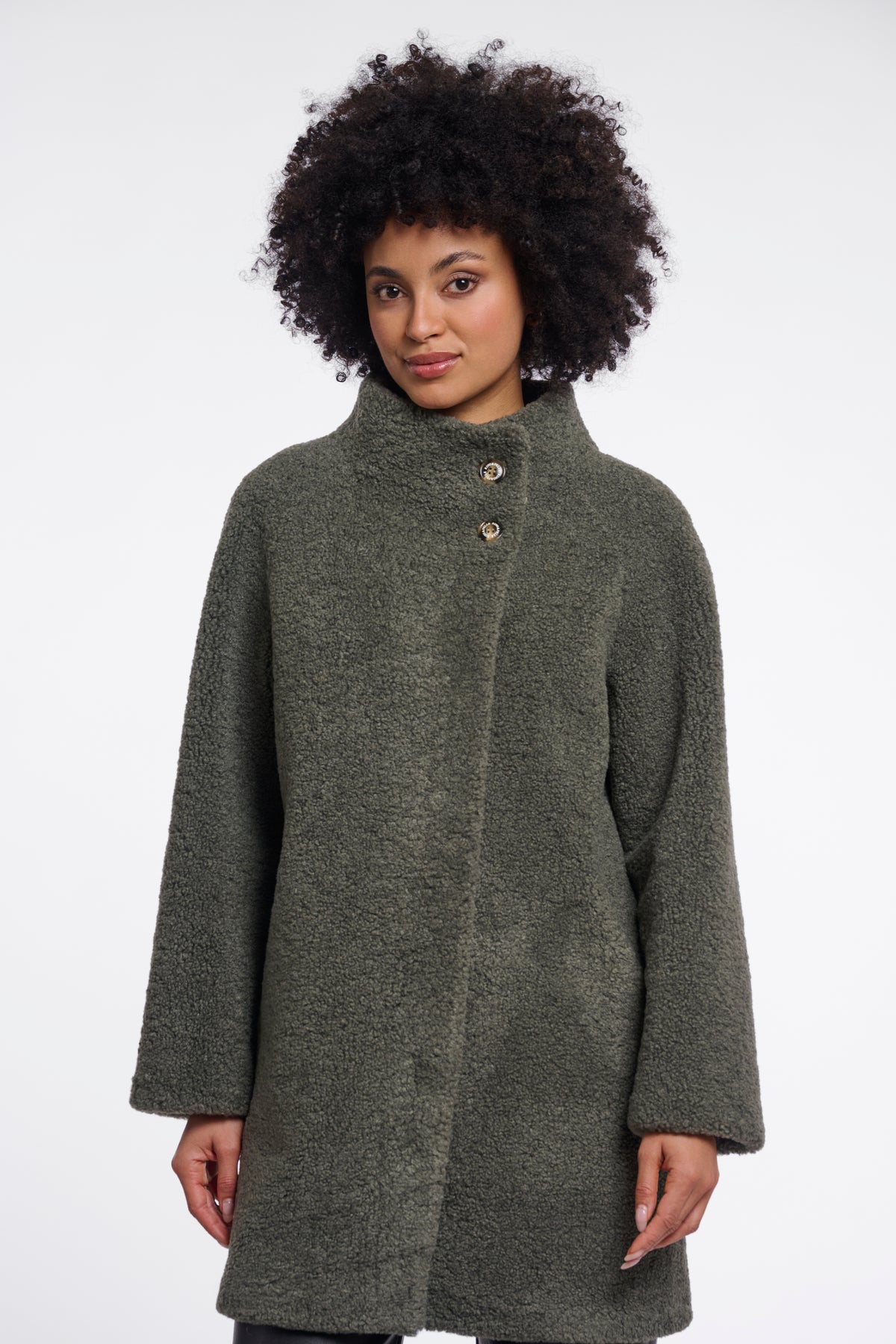 Rino & Pelle Zoe High Collar Coat in Misty Basil