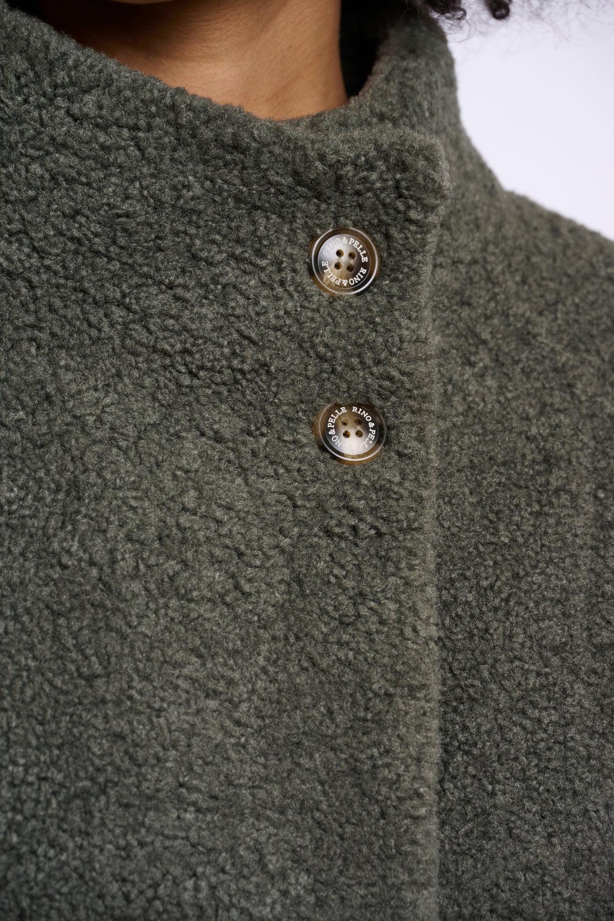 Rino & Pelle Zoe High Collar Coat in Misty Basil