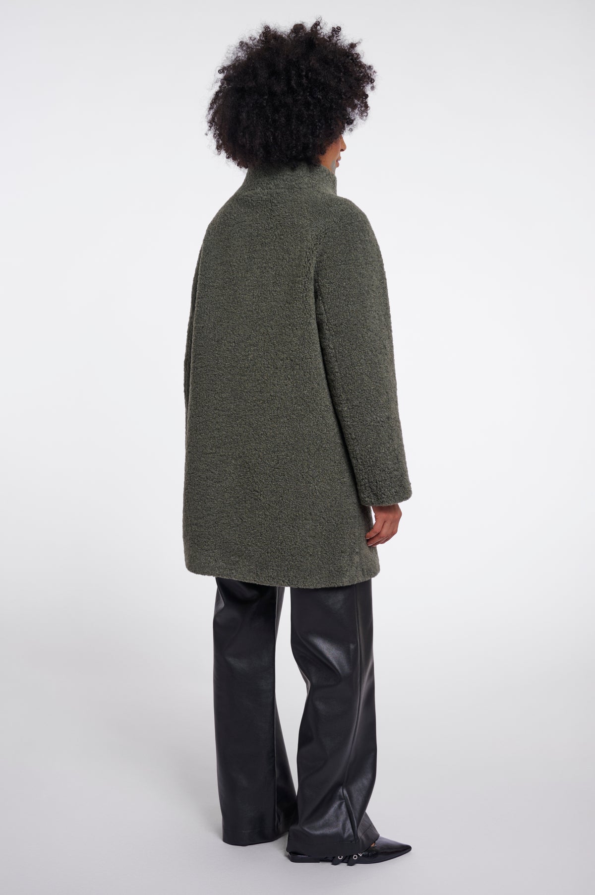 Rino & Pelle Zoe High Collar Coat in Misty Basil