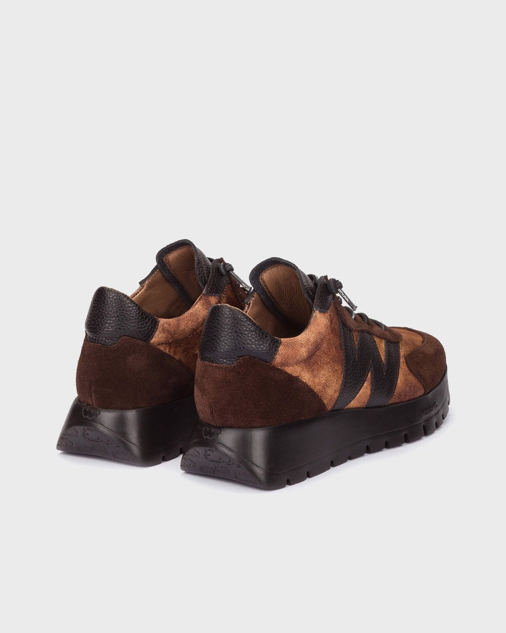Wonders Odisei 111 Leather Trainers in Brown and Black