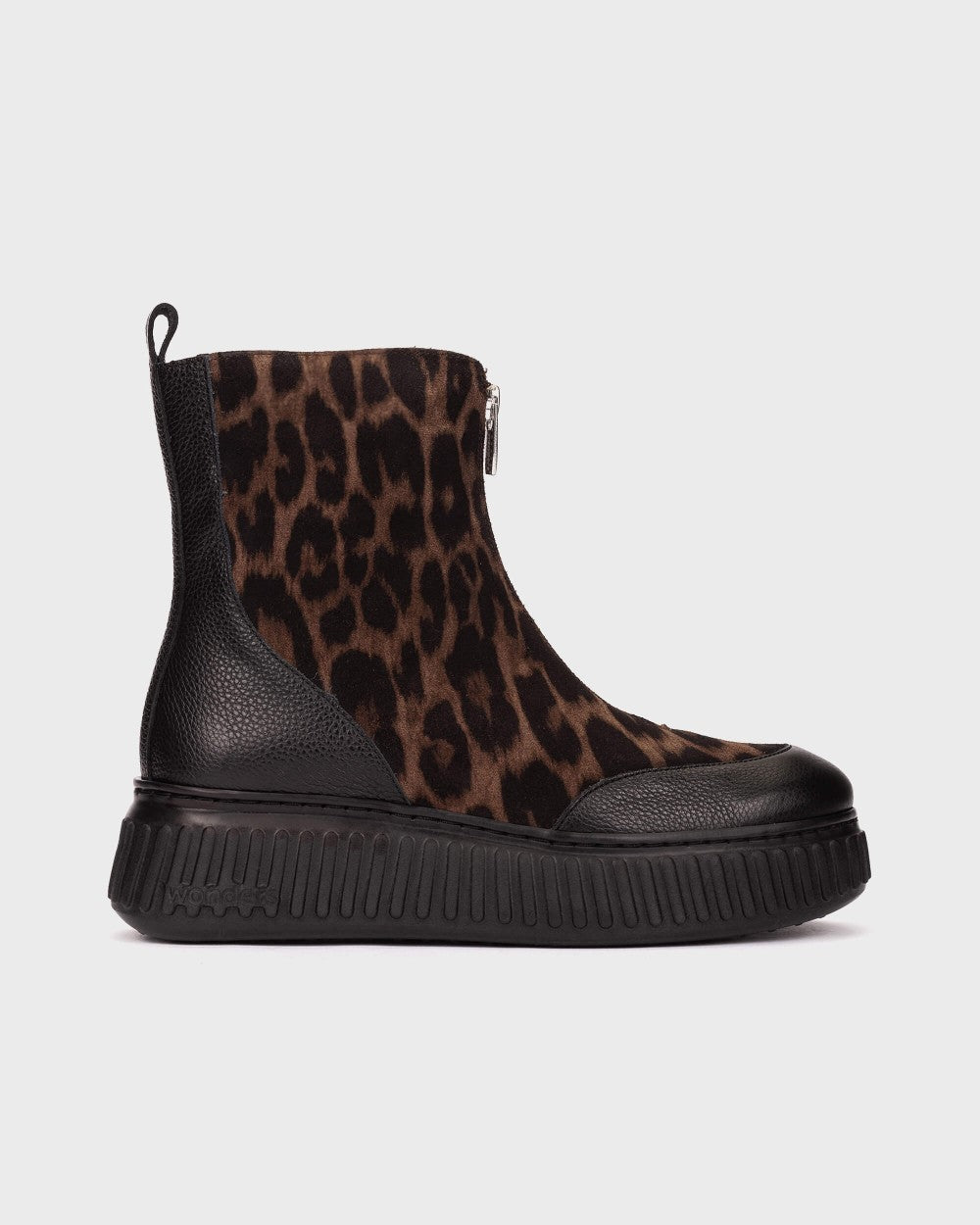 Wonders XFLY 02 Leopard Print and Leather Ankle Boots in Black