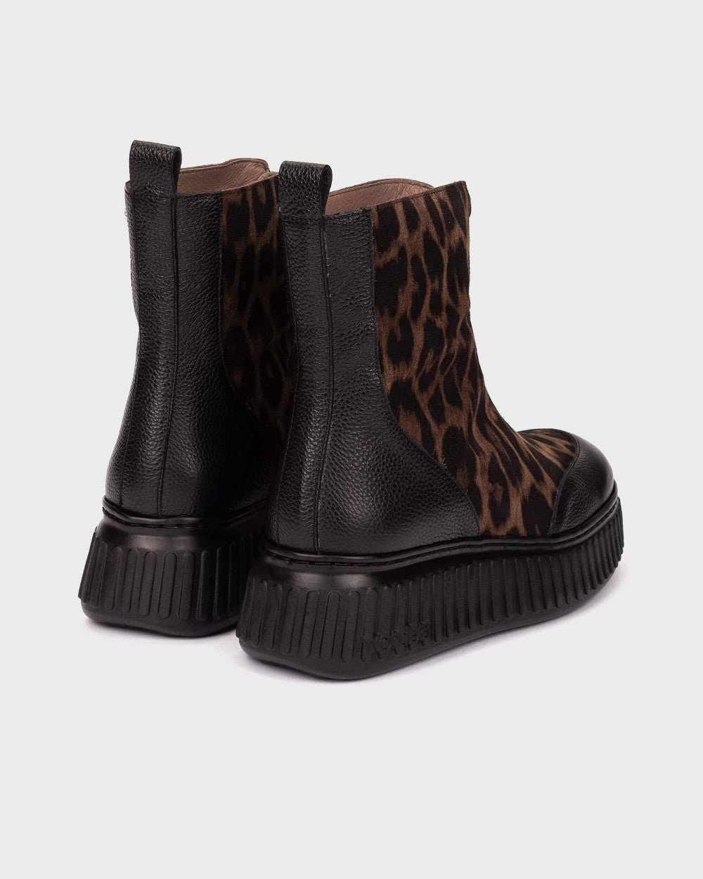 Wonders XFLY 02 Leopard Print and Leather Ankle Boots in Black