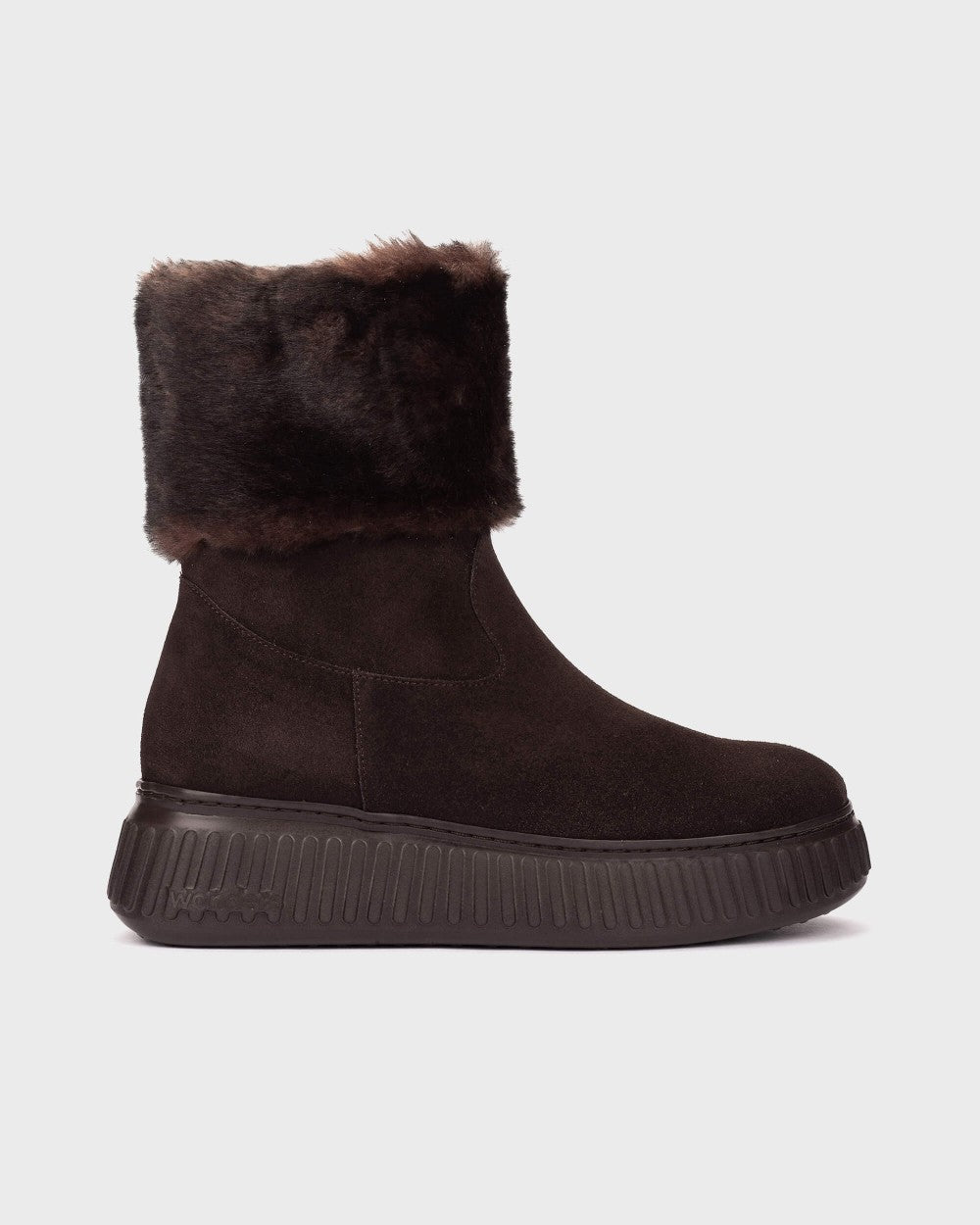 Wonders XFLY 06 Suede Ankle Boots with Fur Trim in Dark Brown