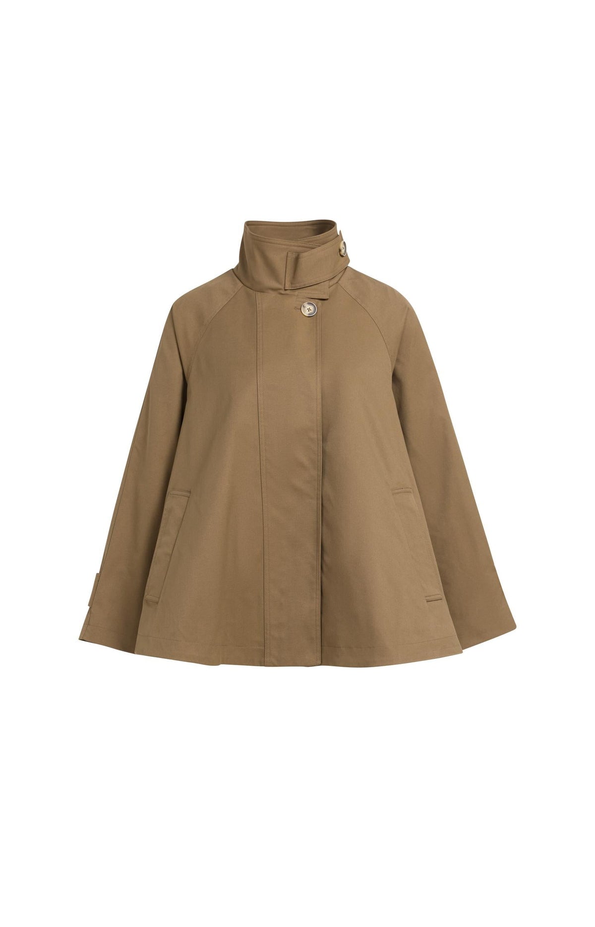 YAYA A-Line Trench Jacket with Stand Collar in Teak Brown