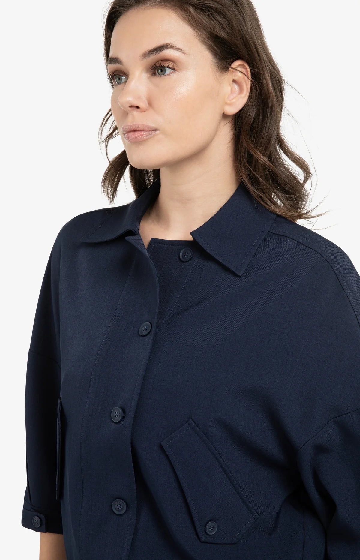 Yaya Blouse Jacket in Navy Blue