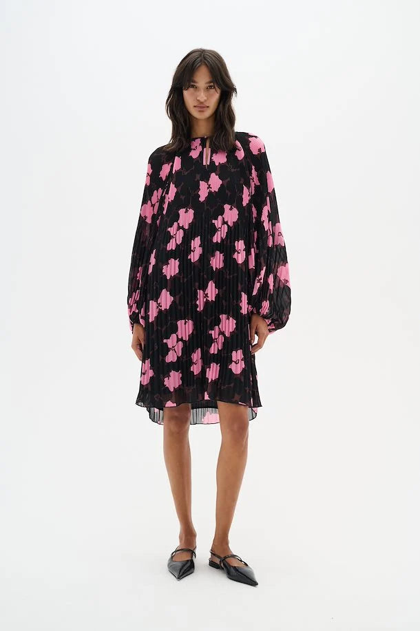 Mendra Dress in Floral Pink/Black