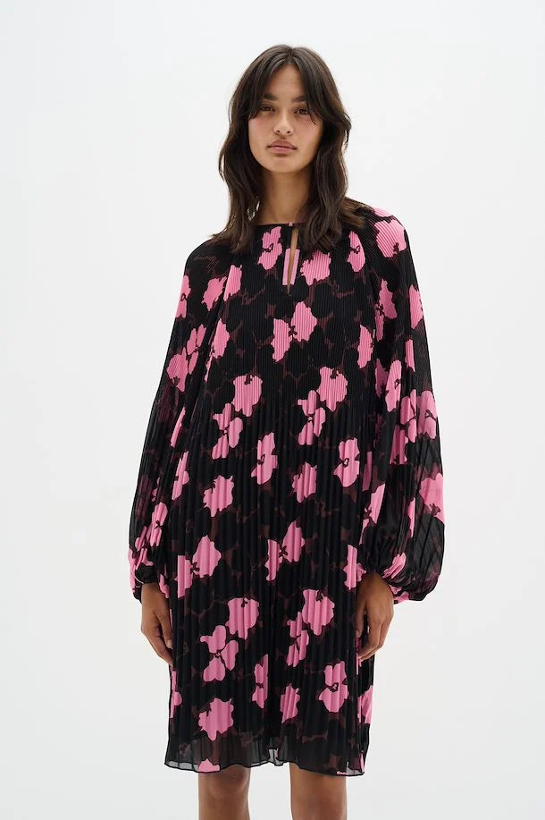 Mendra Dress in Floral Pink/Black