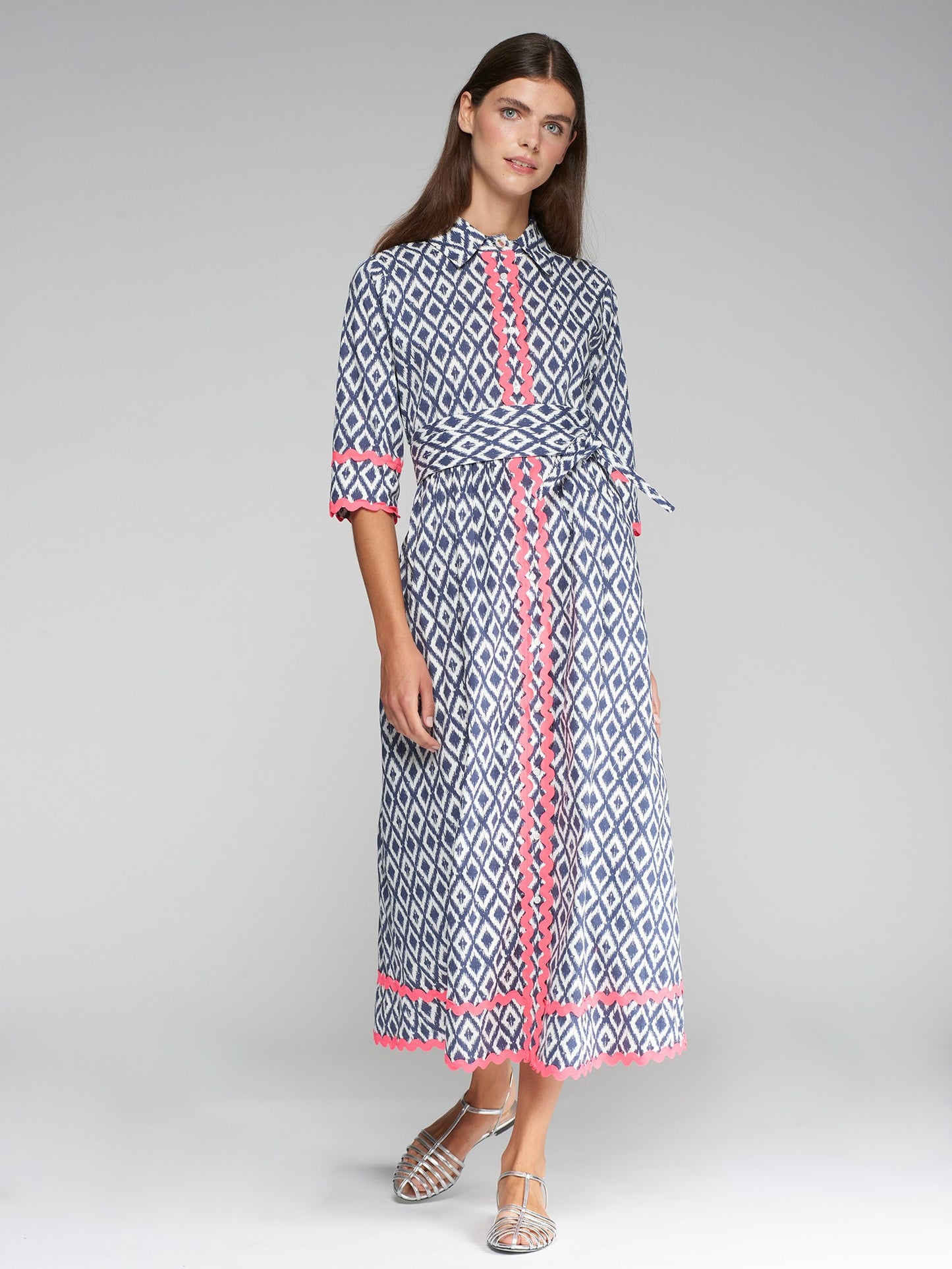 Brenda Dress in Ikat Marino