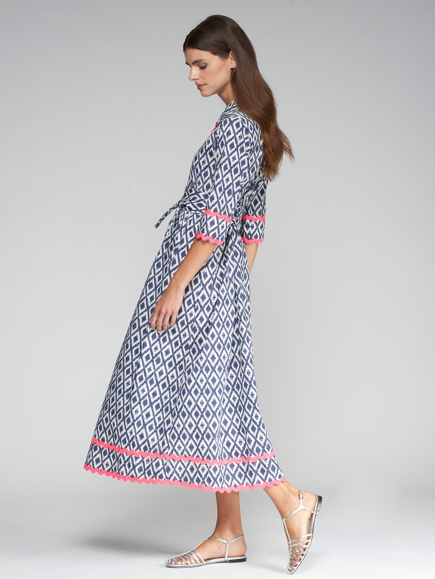 Brenda Dress in Ikat Marino