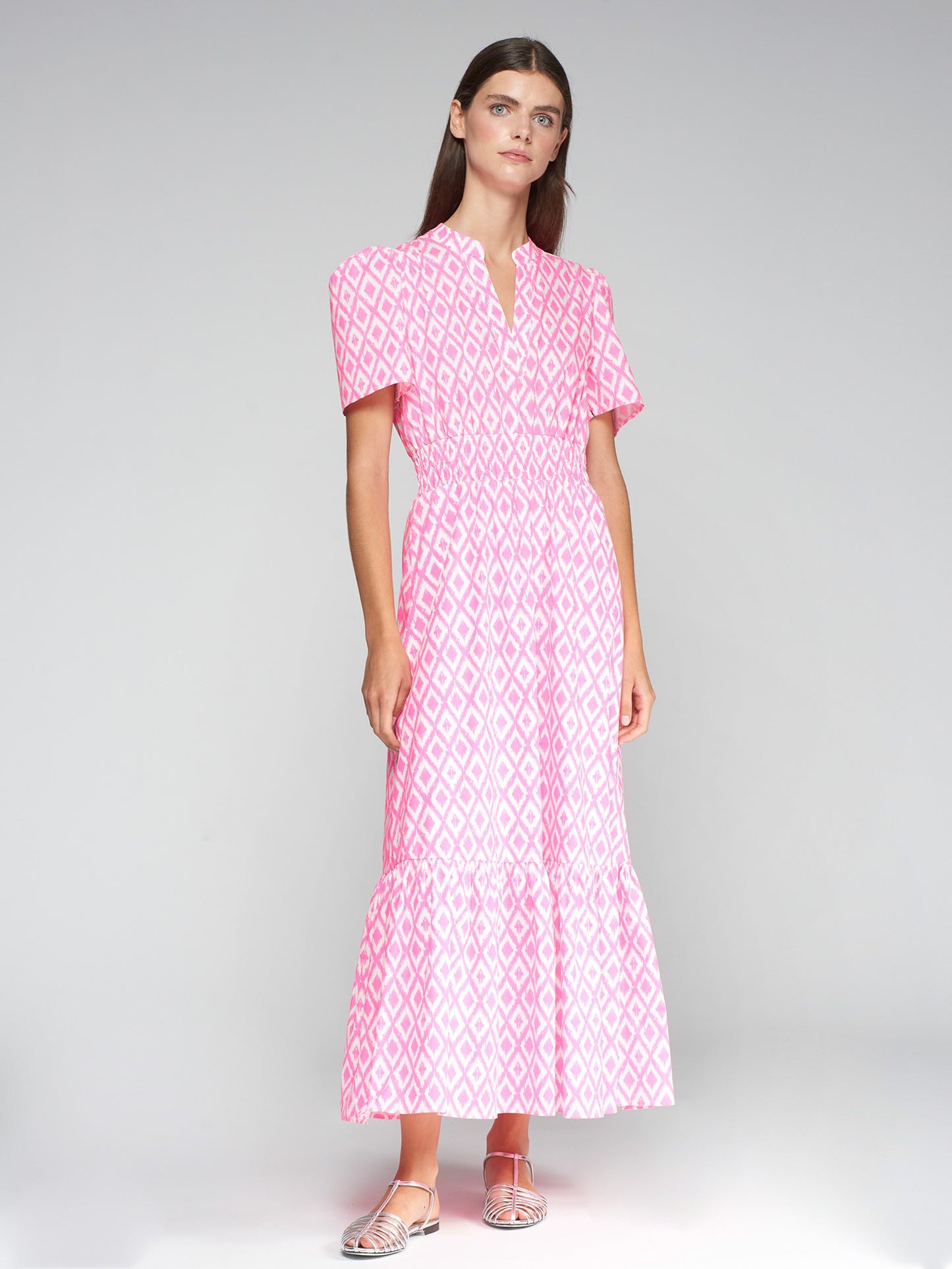 Vilagalo Leila Ikat Dress in Rosa