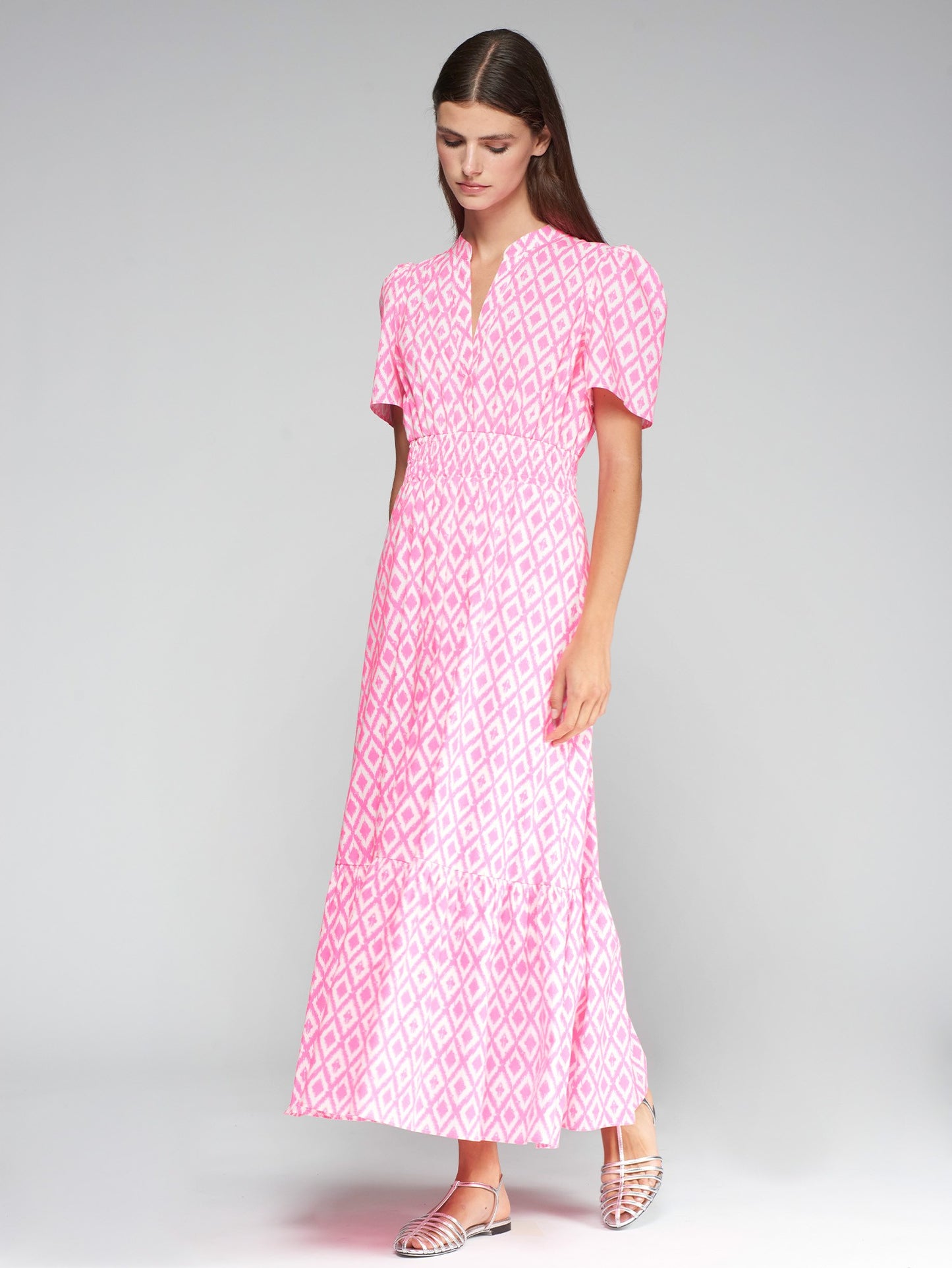 Vilagalo Leila Ikat Dress in Rosa