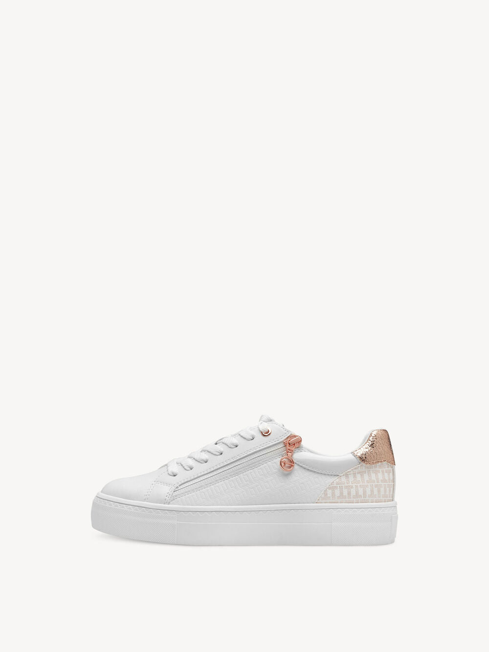 Vegan Leather Sneaker in White/Rose Gold