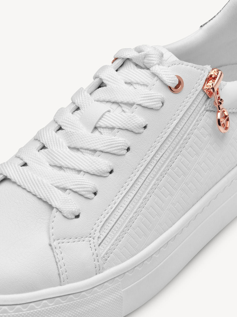 Vegan Leather Sneaker in White/Rose Gold