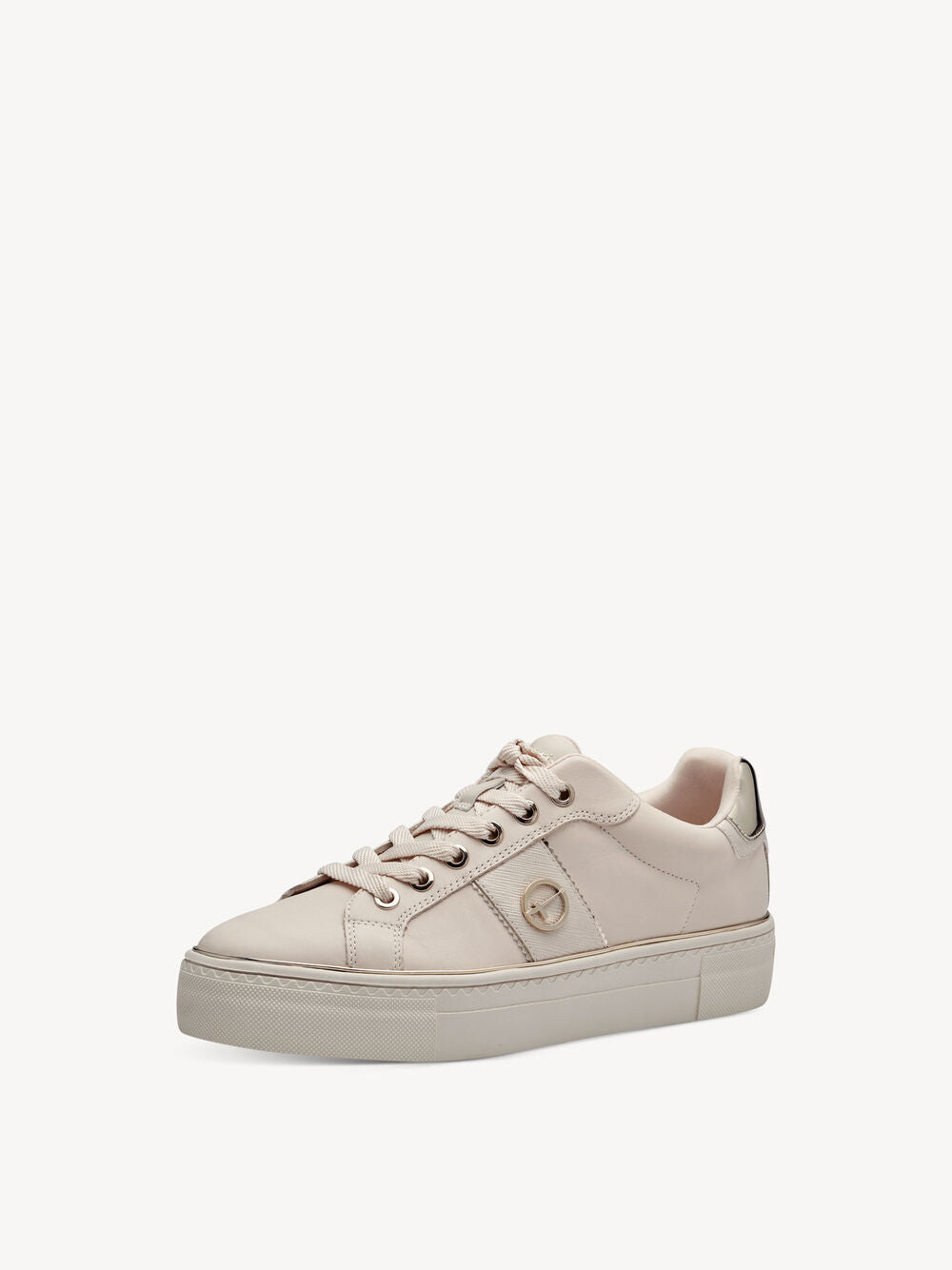 Leather Trainer in Ivory