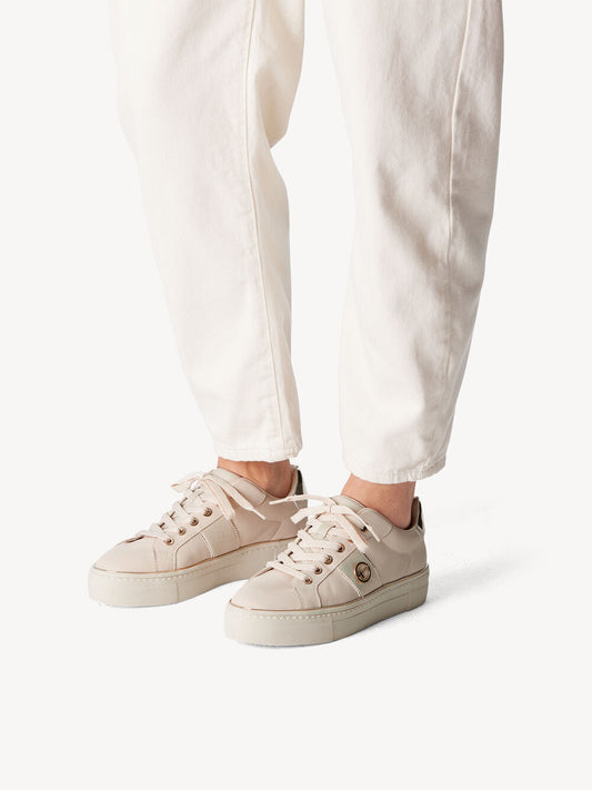 Leather Trainer in Ivory