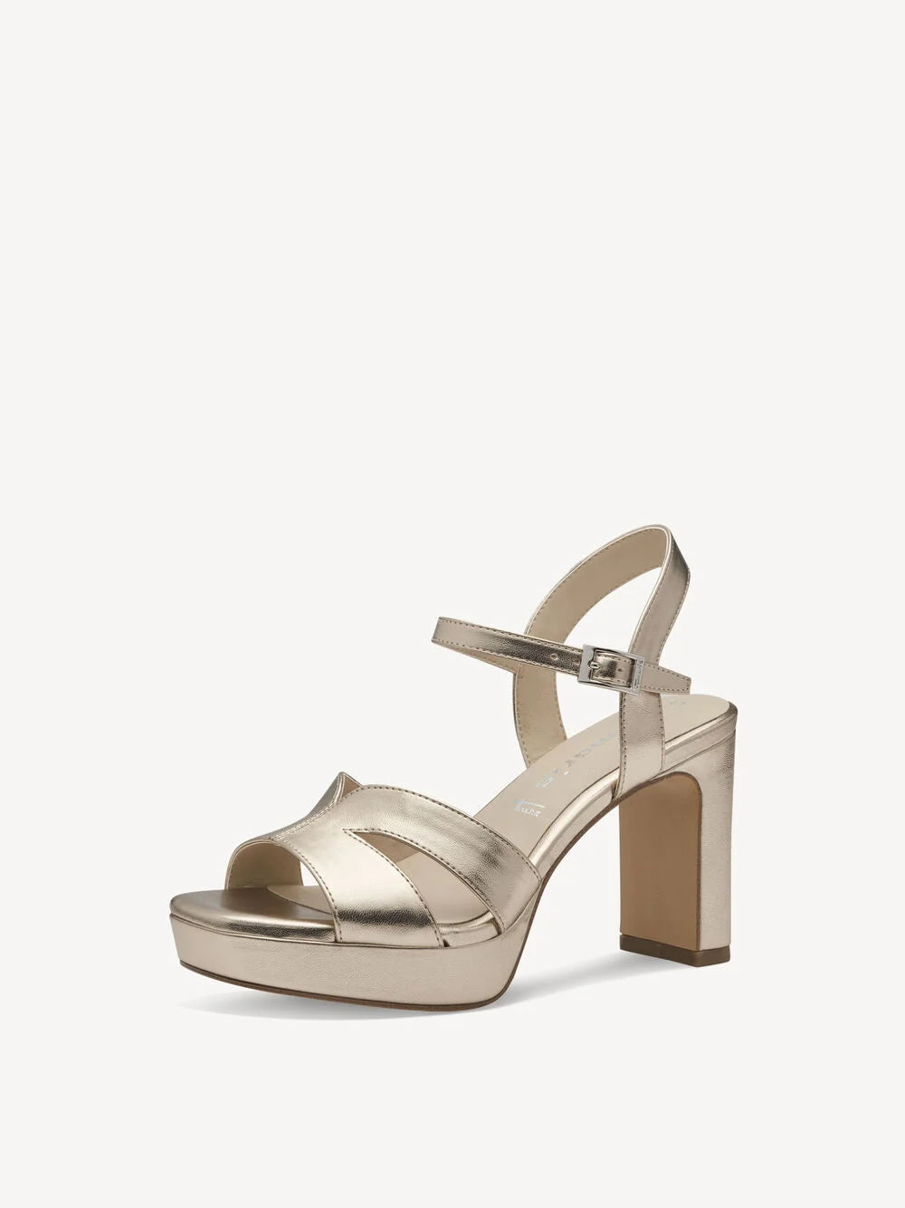 Heeled Sandal in Light Gold