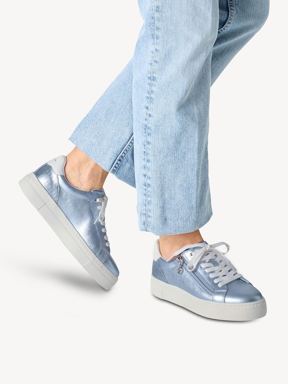 Metallic Sneaker in Light Blue