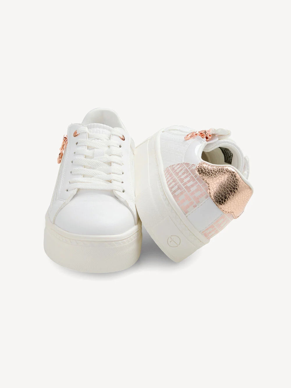 Vegan Leather Sneaker in White/Rose Gold