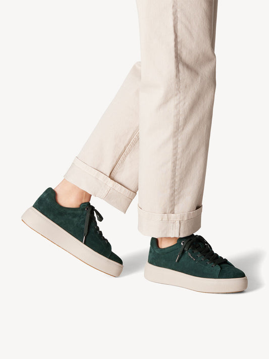 Leather Platform Sneaker in Green