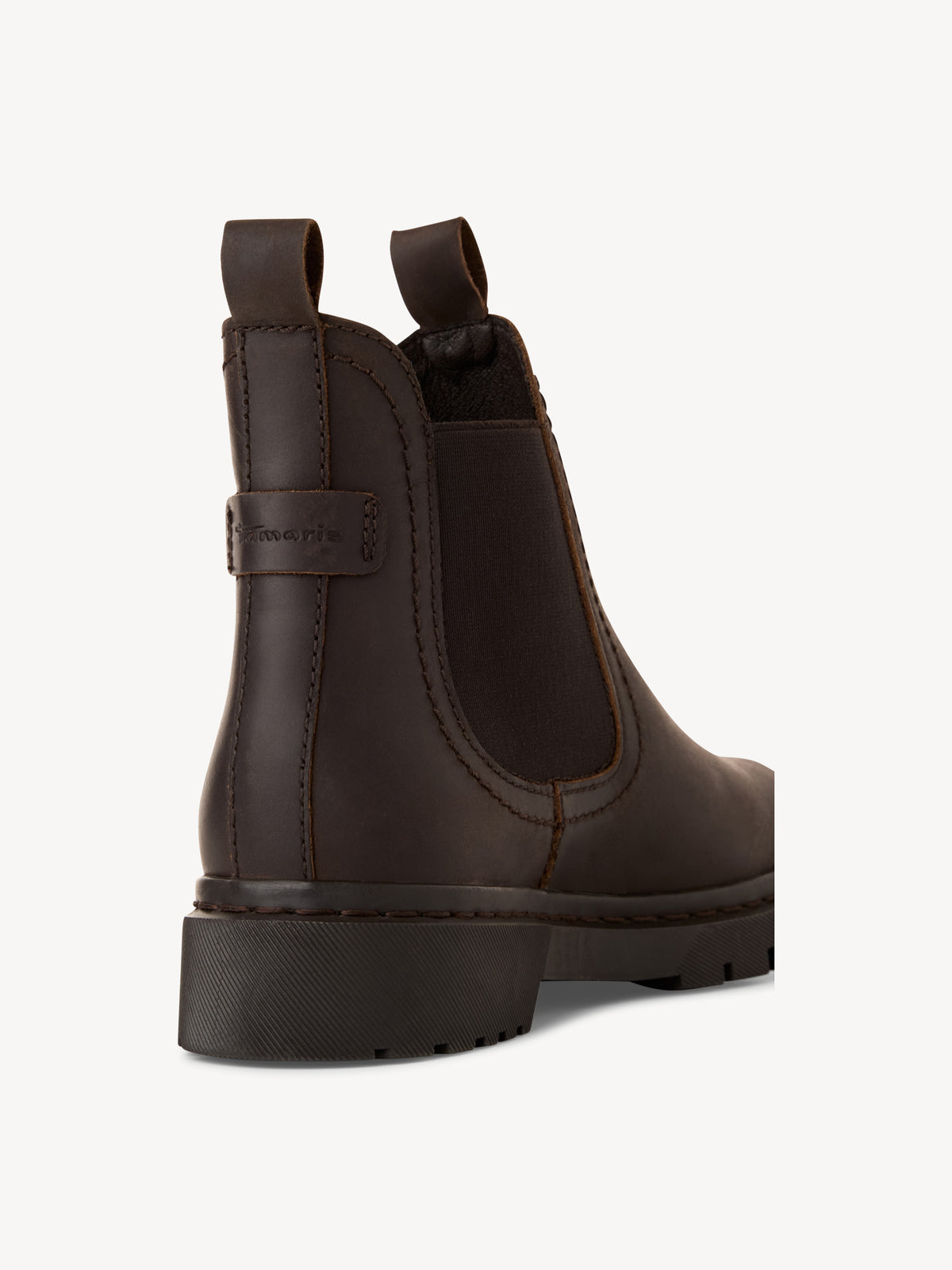 Tamaris Leather Block Heel Chelsea Boots in Brown