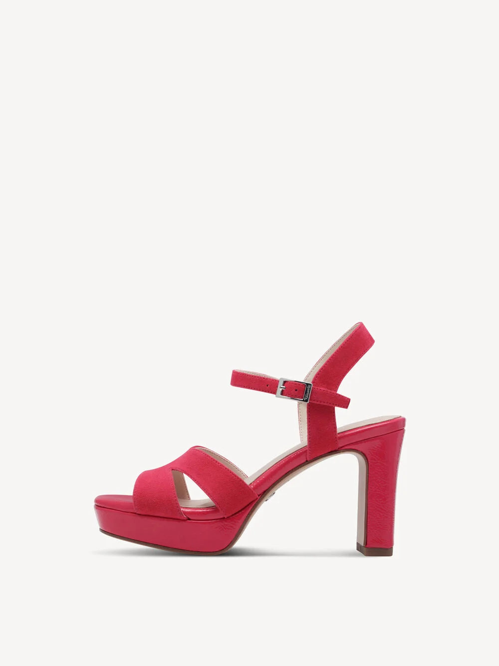 Leather Heeled Sandal in Pink