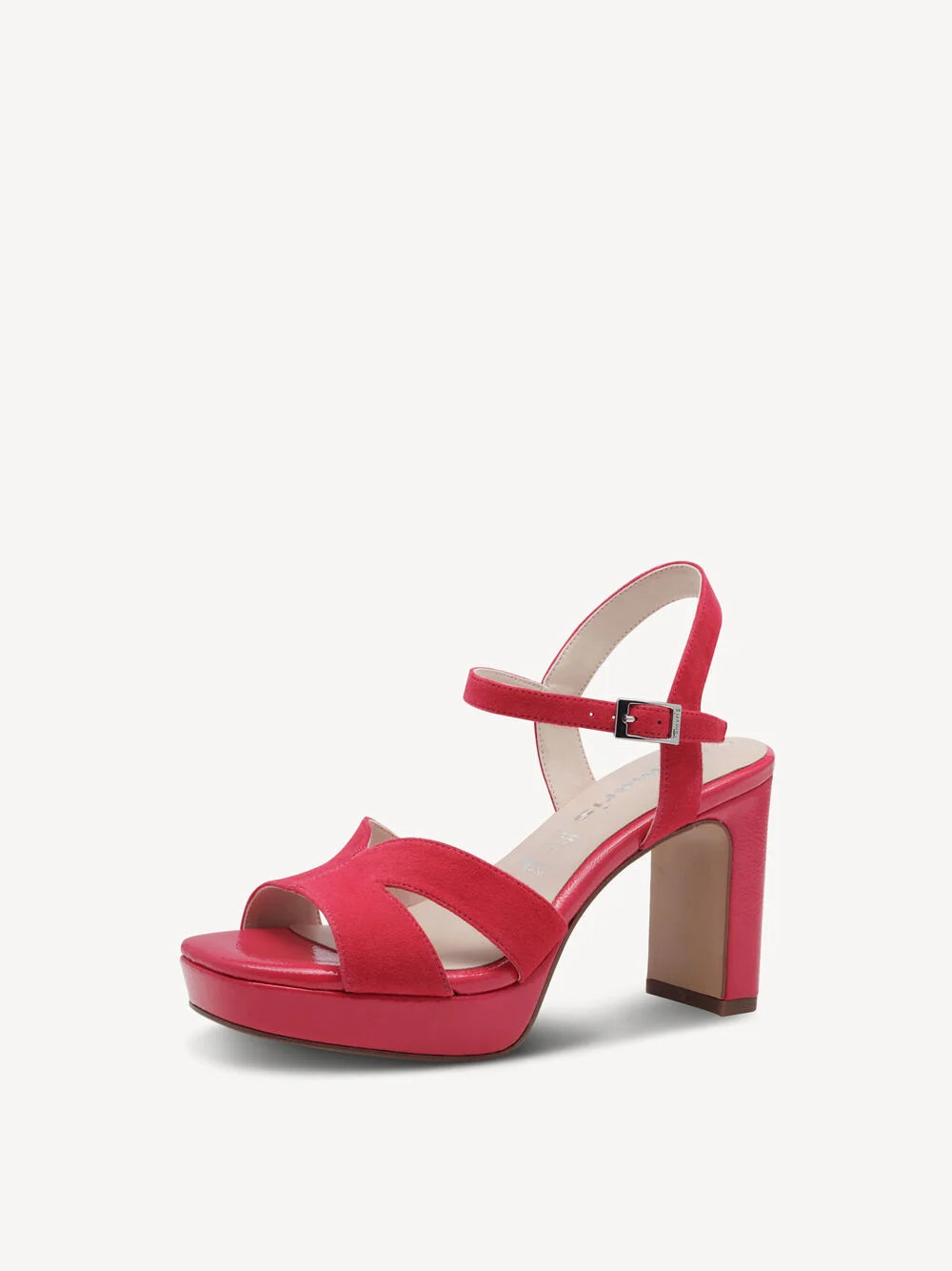 Leather Heeled Sandal in Pink