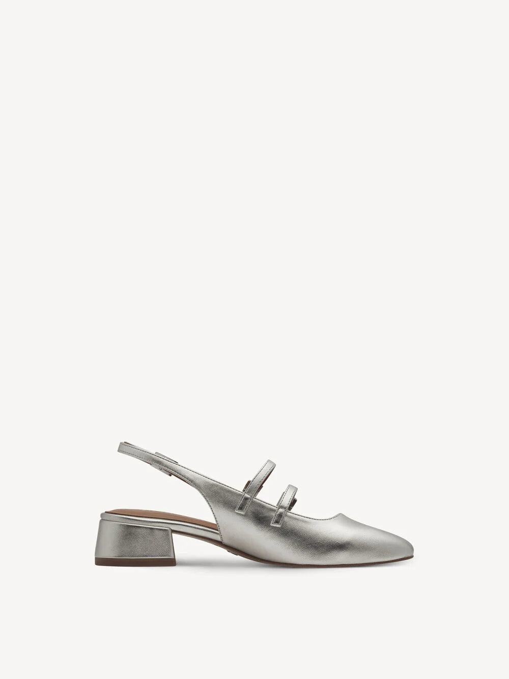 Metallic Sling Pumps in Platinum