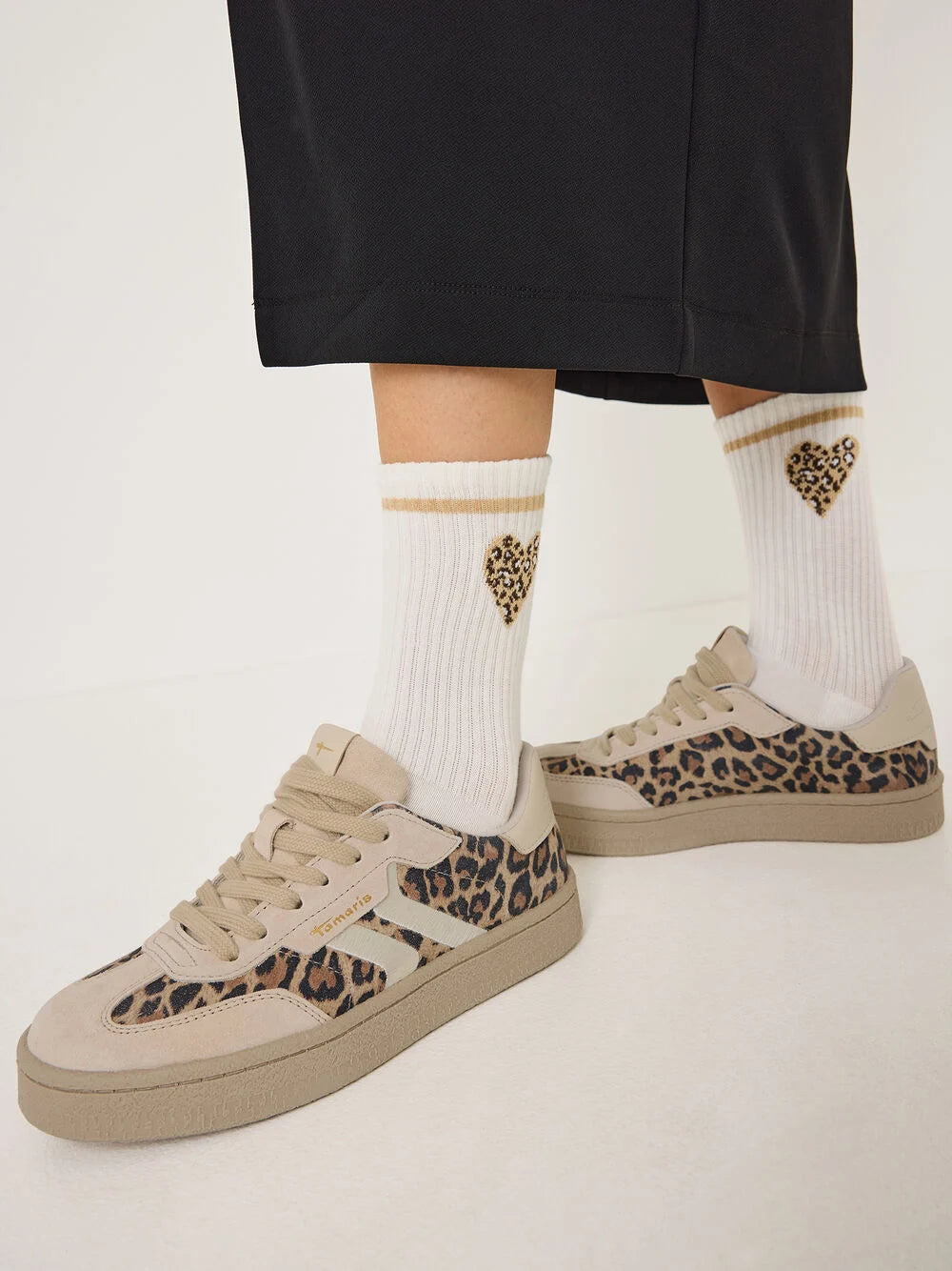 Tamaris Leather Sneaker in Leopard Comb