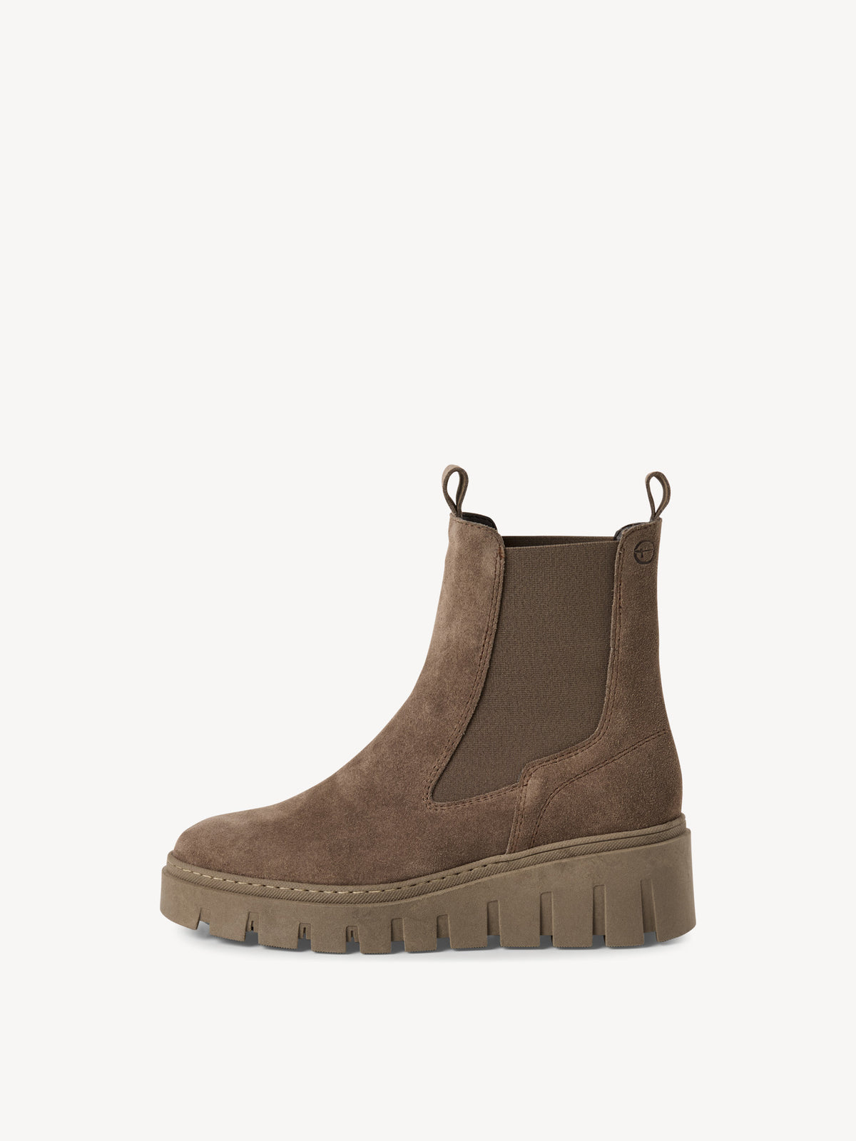 Tamaris Leather Wedge Chelsea Boots in Taupe